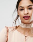 Johnny Loves Rosie Nude Lace Tie Up Choker - Cream