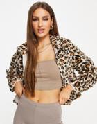 Parisian Faux Fur Jacket In Leopard Print-multi