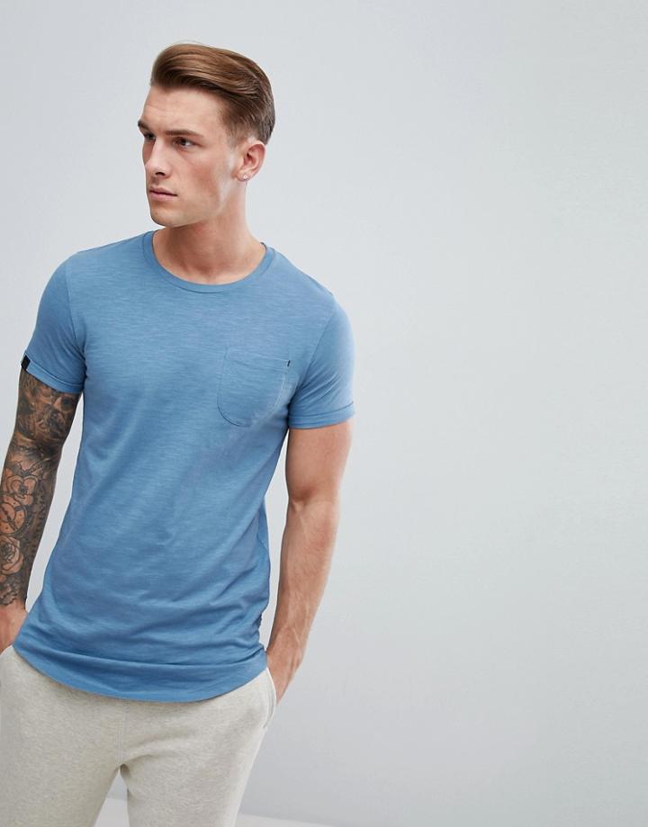 Produkt Longline T-shirt With Curved Hem - Blue