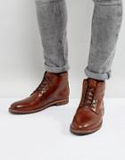 Dune Lace Up Boots In Brown Leather - Brown