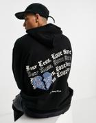 The Couture Club Oversized Hoodie In Black With Gothic Embroidery - Part Of A Set