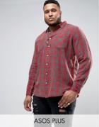 Asos Plus Regular Fit Western Plaid Check Shirt - Red