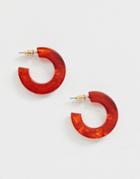 Asos Design Mini Hoop Earrings In Matte Resin - Gold
