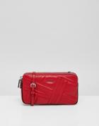 Dkny Allen Leather Quilted Top Zip Bag In Red - Red