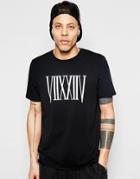 Asos Longline T-shirt With Roman Numeral Back Print - Black