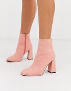 Asos Design Ending Heeled Ankle Boots In Apricot-orange