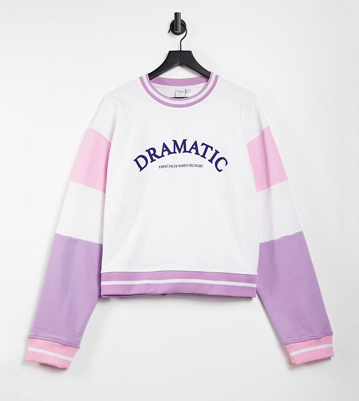 Skinnydip Curve Set Color Block Sweatshirt With Dramatic Print-multi