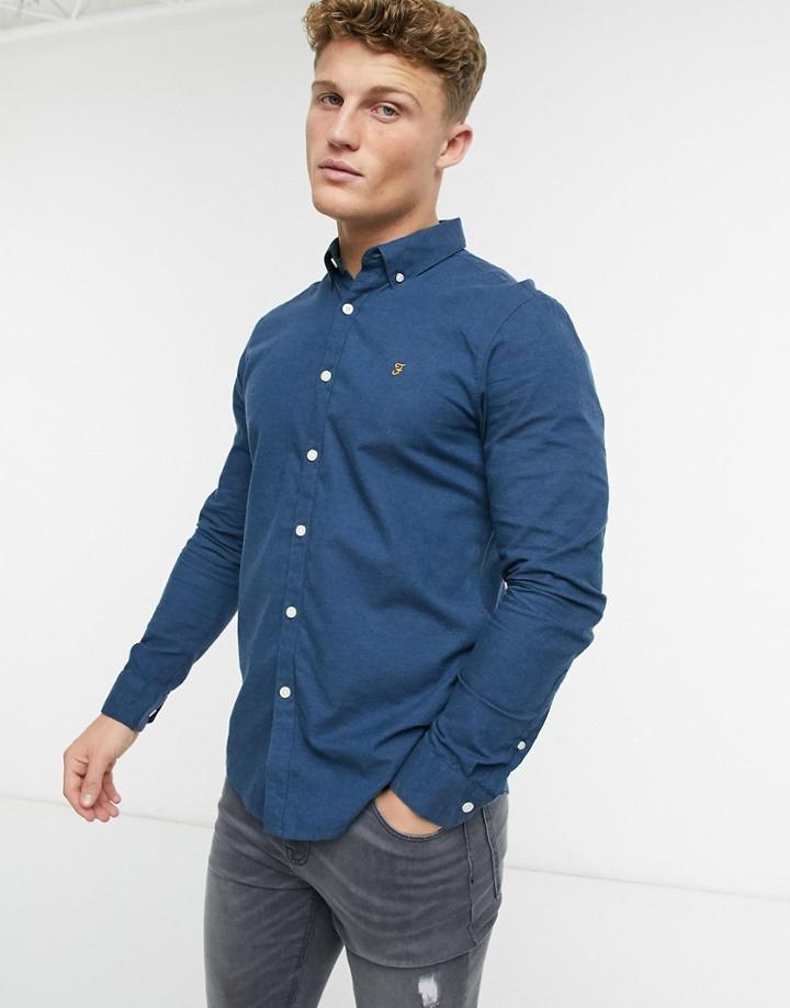 Farah Steen Slim Long Sleeve Shirt-blue