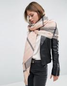 Pieces Louise Blush Check Scarf - Pink