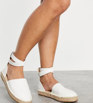 Truffle Collection Wide Fit Two Part Espadrille Shoes In White