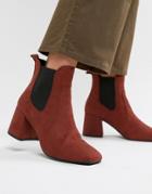 New Look Heeled Square Toe Ankle Boot - Orange