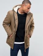 D-struct Sherpa Lined Parka Jacket - Tan