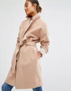 First & I Wool Belted Coat - Brown