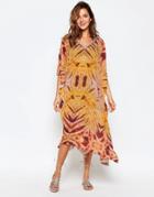 Anmol Digitial Tie Dye Print Long Caftan Beach Cover Up - Multi