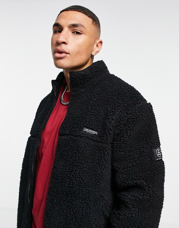 Topman Fleece Jacket In Black