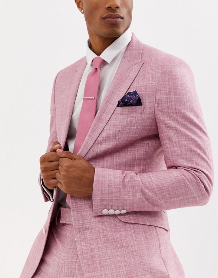 Moss London Tie Pocket Square And Pin Set In Pink