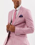 Moss London Tie Pocket Square And Pin Set In Pink