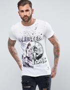 Religion T-shirt With Half And Half Print - White