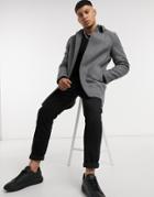 Asos Design Wool Mix Overcoat In Gray-grey
