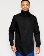 Asos Black Shirt With Extreme Funnel Neck In Regular Fit - Black