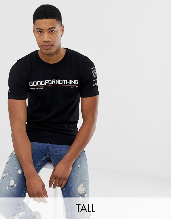 Good For Nothing T-shirt In Black With Chest Logo - Black