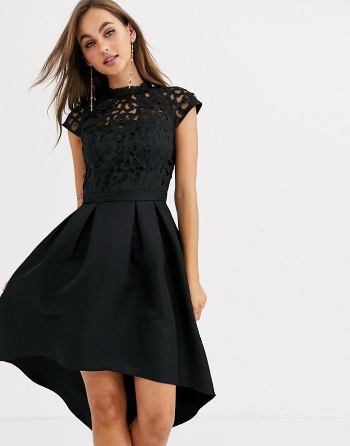 Chi Chi London Lace Detail Midi Dress In Black