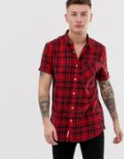 River Island Short Sleeved Check Shirt In Red - Red