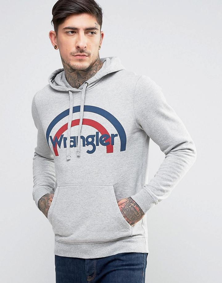 Wrangler Retro Print Hoody Logo - Gray