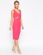 Asos Soft Cut Out Pencil Dress - Pink