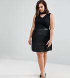 Coast Plus Lela Faux Leather Skirt With Lace Detail - Black