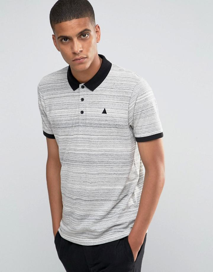 Asos Inject Slub Polo With Logo And Contrast Collar In Gray - Gray