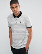 Asos Inject Slub Polo With Logo And Contrast Collar In Gray - Gray