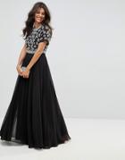 Asos Floral Embellished Short Sleeve Maxi Dress - Multi