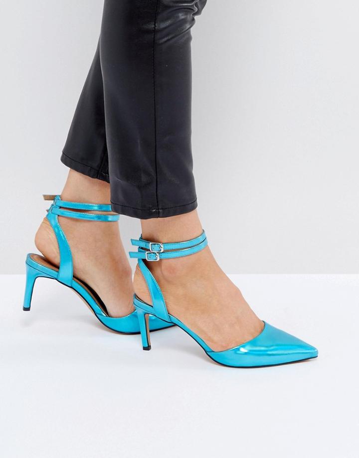 Asos Sweet Tooth Pointed Mid Heels - Blue