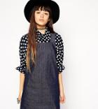 Asos Reclaimed Vintage A-line Denim Pinafore Dress - Blue