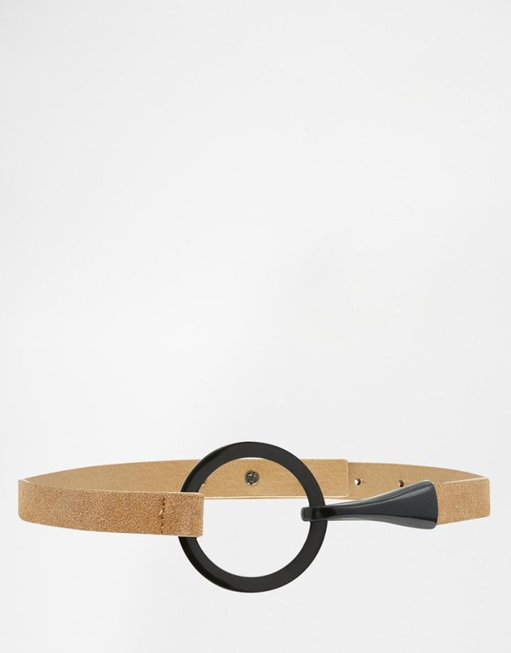 Asos Black Metal Circle Suede Waist Belt - Tan