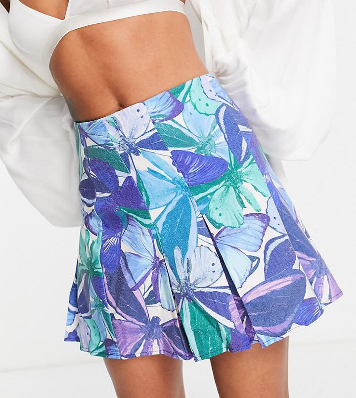 Asyou Pleated Mini Skirt In Floral Print-multi