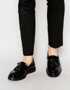 Asos Tassel Loafers In Black Leather - Black