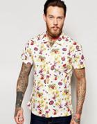 Wrangler Tropical Print Regular Fit Bowling Shirt - Off White