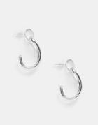 Asos Design Earrings With Hardware Link And Curved Bar Drop In Silver Tone - Silver