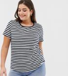 Asos Design Curve T-shirt With Crew Neck In Stripe-multi