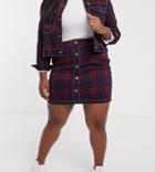 Simply Be Two-piece Denim Mini Skirt In Check Print