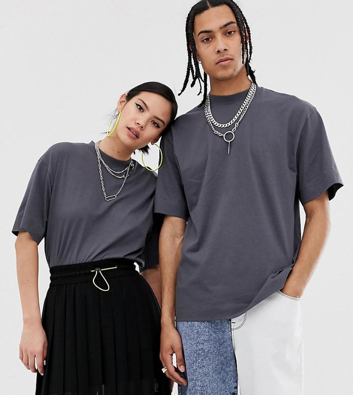 Collusion Unisex Charcoal T-shirt - Gray