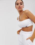 Criminal Damage One Shoulder Crop Top-white