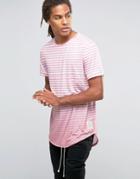 Granted Striped Longline T-shirt - Pink
