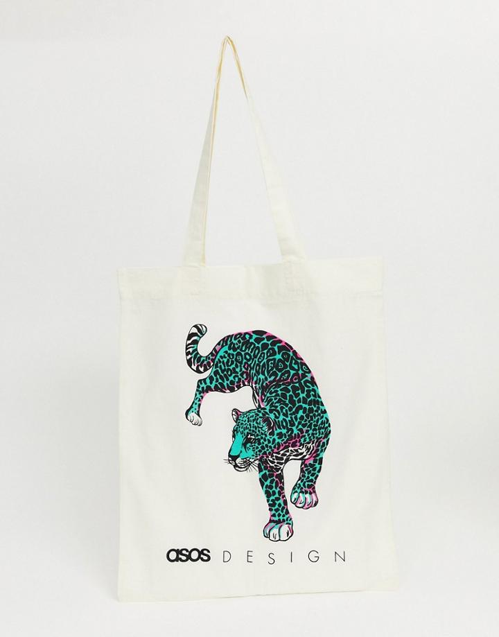 Asos Design Branded Hyper Leopard Tote Bag