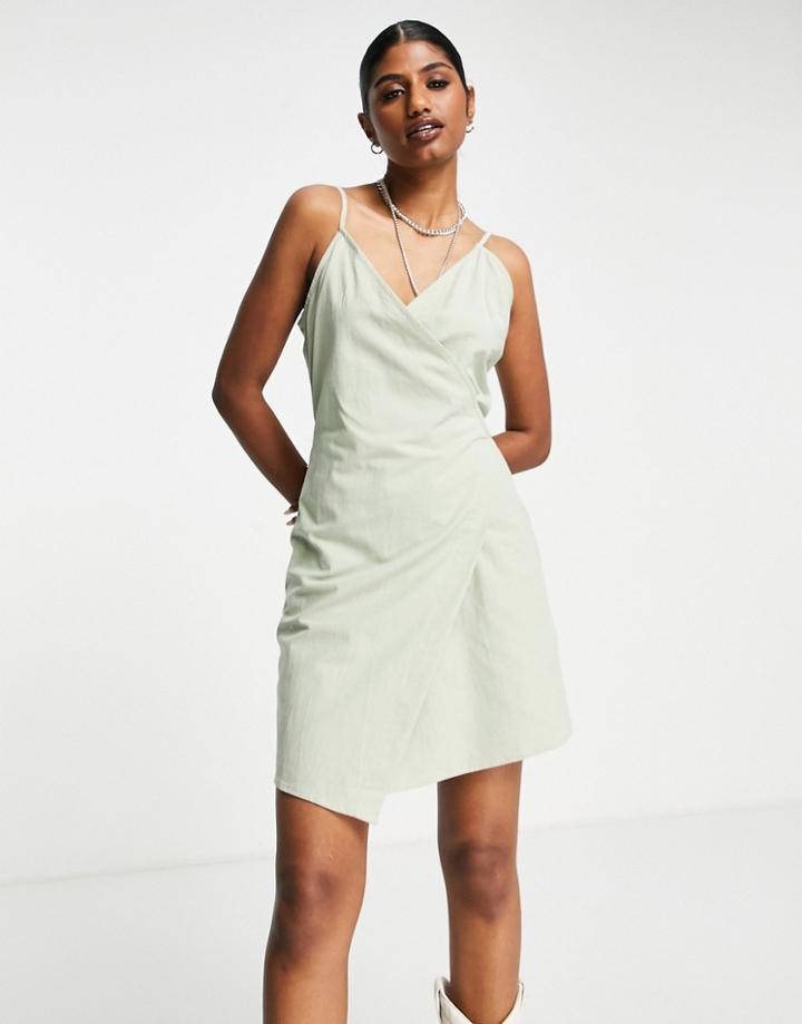 Vero Moda Wrap Dress In Sage-green