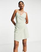 Vero Moda Wrap Dress In Sage-green