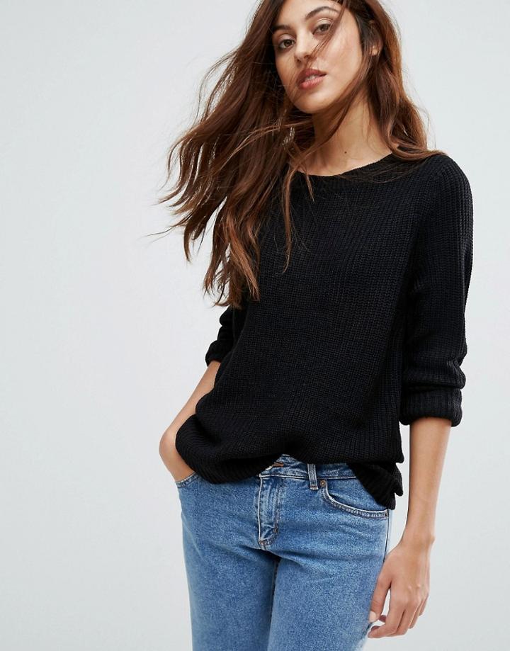 Jdy Basky Rib Knit Sweater - Black