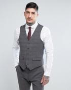 Harry Brown Slim Fit Gray Checked Suit Vest - Gray